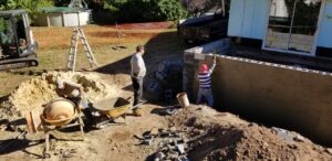 Excavation - Building foundation with cored concrete blocks