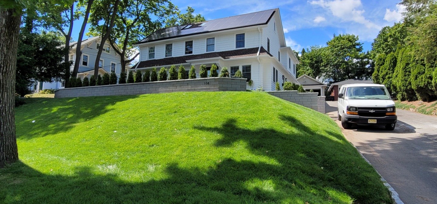 Graded front lawn